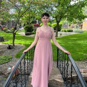 Azazie Dusty Rose Chiffon Bridesmaid Dress with Multiway Tie Front